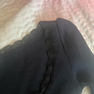 Top shop Lace Neckline Top